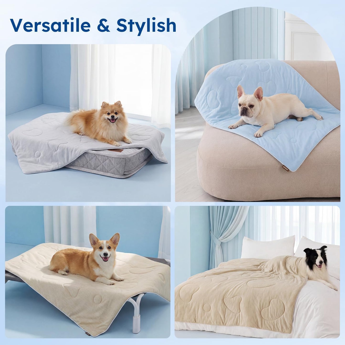Cooling Blanket for Extra Large Dogs - High Q-MAX 0.4+ Cold Washable Pet Blanket, Travel Soft Dog Summer Essentials, Grey, 50"x60"