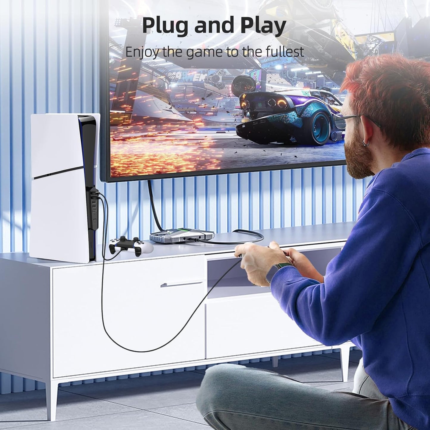 6 Ports USB Hub Only for PS5 Pro/Slim Console Disc & Digital, High-Speed Extra USB Port Extender for PS5 Slim Pro Accessories, Charging Adapter with 1 Type C 3.0 + 4 USB-A 2.0 + 1 Port
