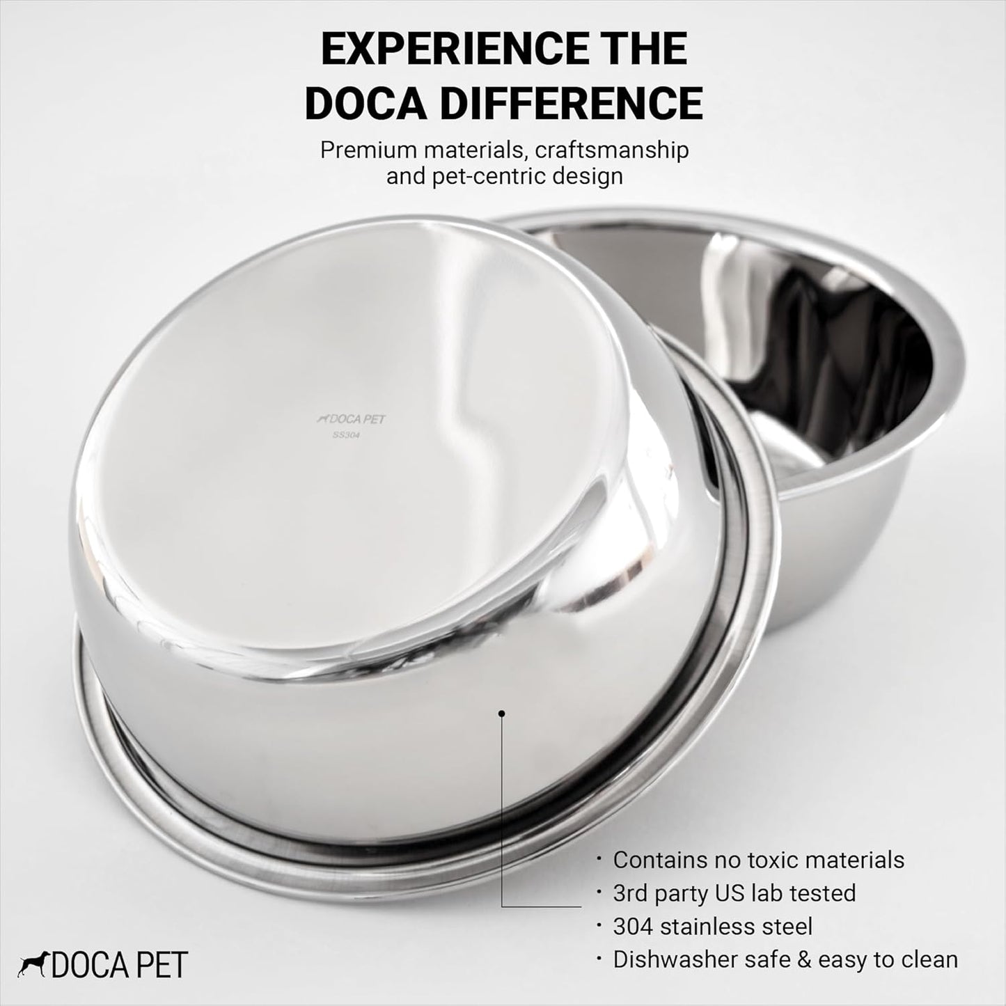 Wire & Dine Elevated Dog Bowls Stand for Small & Medium Sized Dogs & Cats - 2 Stainless Steel 3 Cup Dishes - Non-Skid, Modern Minimalist Design, Dishwasher Safe, White Frame - Made in USA