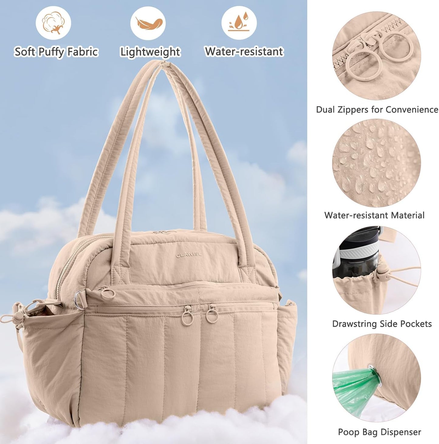 Dog Travel Bag for Supplies, Airline Approved Pet Travel Organizer with 2 Food Containers & Collapsible Bowls, Large Capacity Dogs Tote Bag for Weekend, Stylish Dog Mom Gift for Pet Lovers