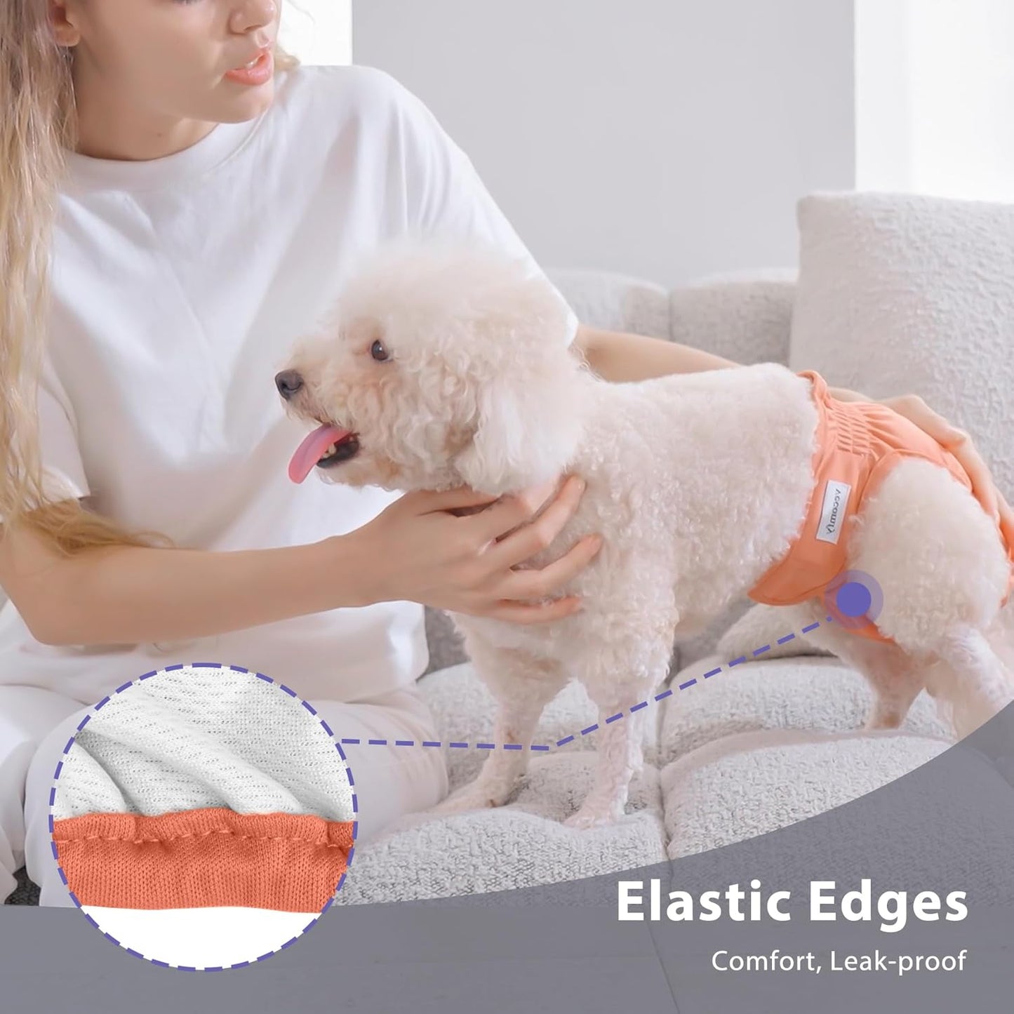 Reusable Female Dog Diapers for Medium Dogs,(4 Pack) Easy Absorbent Medium Doggie Diapers for Peeing,in Heat,Dog Period Panties,M