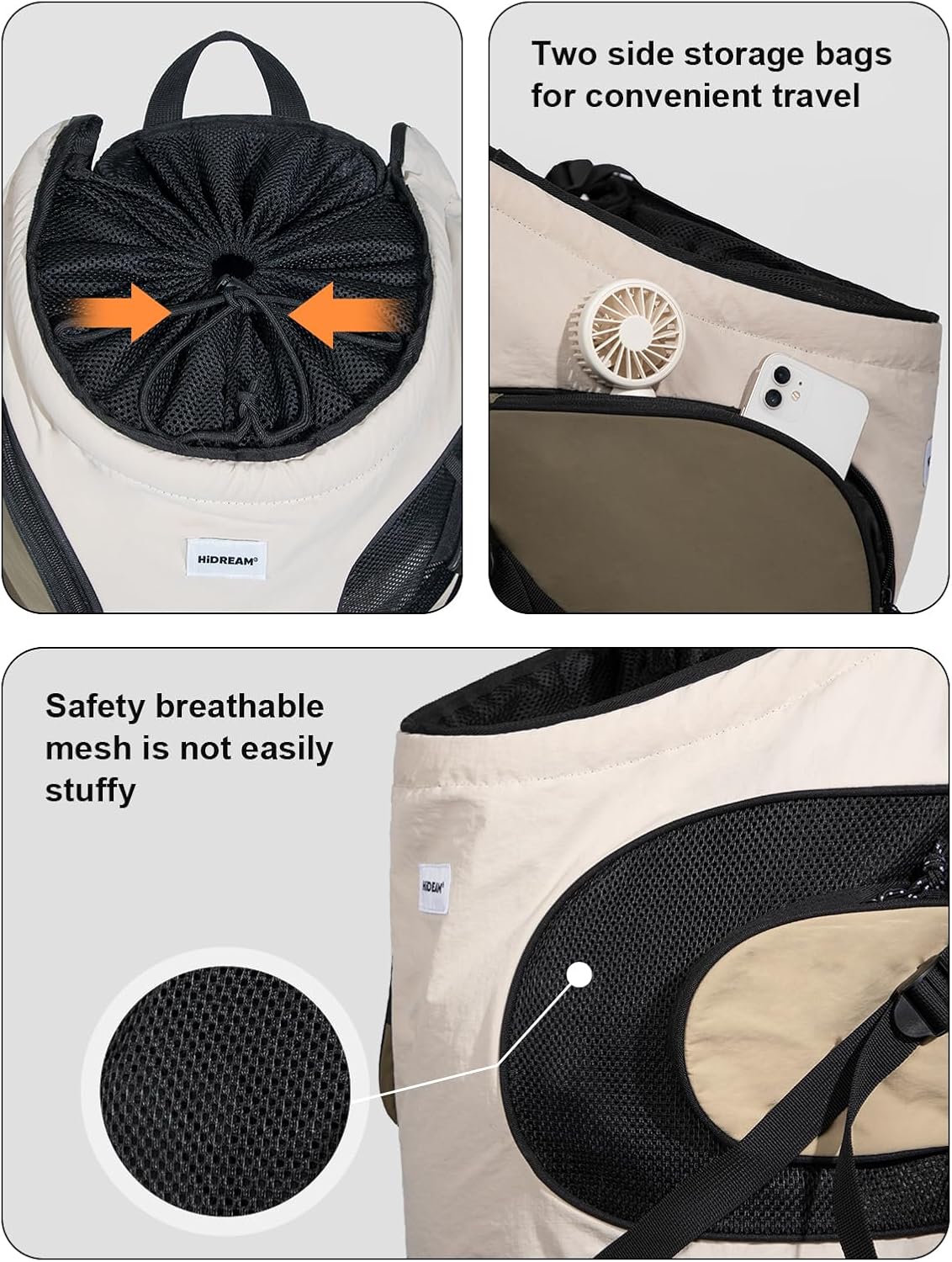 Dog Carriers for Small Dogs,Dog Backpack with 2 Pocket for Travel,Comfortable Dog Front Carrier Suitable for Dogs 8-18 pounds Machine Washable (Beige)