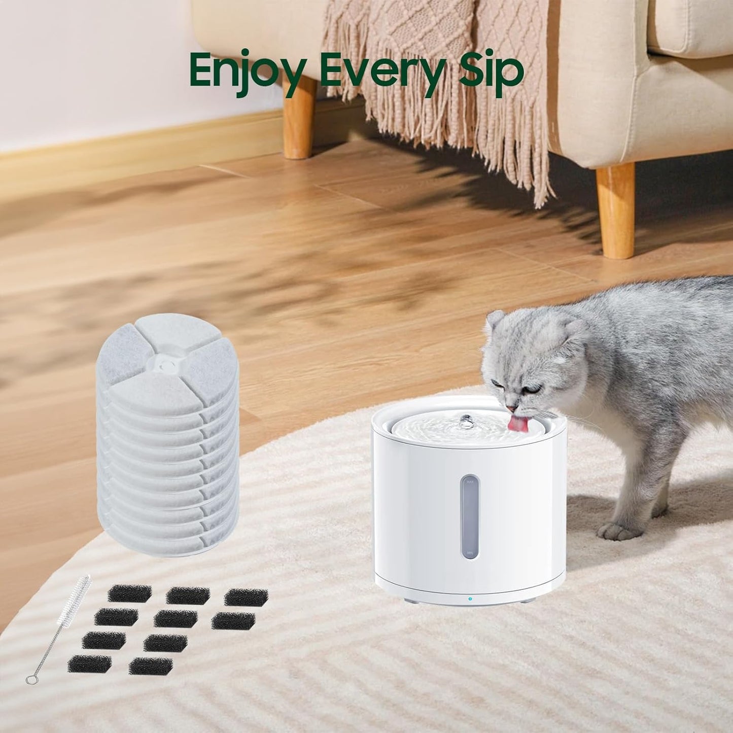 10 PCS Plastic Reduced Version Pet Cat Water Fountain Filters Fit For E versweet Solo 2/Solo SE, E versweet 3 Pro/2S/3, Including Replacement Filters and Replaced Foam Pump Filter (10 pcs)