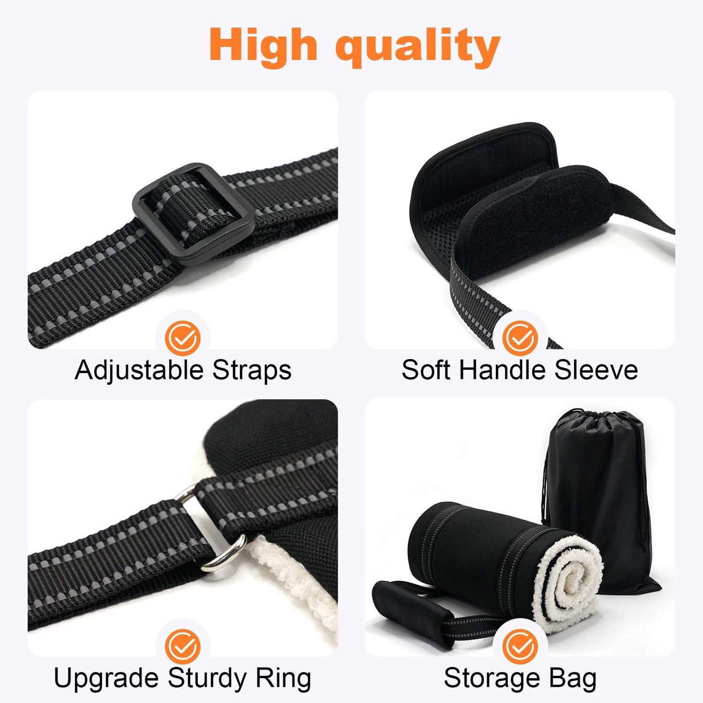 COODEO Adjustable Comfortable Dog Sling with Handle Hind Leg Support Soft Lift Support and Rehab Harness for Weak Rear Legs,Helps Senior, Injured, Disabled and After ACL Surgery Dogs Large (Black, L)