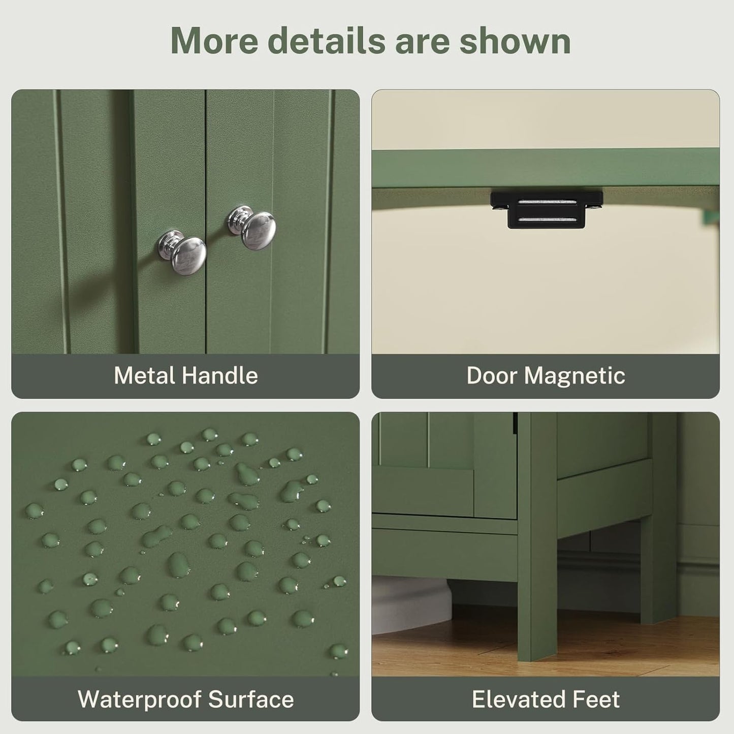 TEENFON Pedestal Sink Storage Cabinet, Under Sink Cabinet with 2 Doors & Shelf, Under Bathroom Sink Cabinet, Pedestal Sink Storage for Bathroom, Green