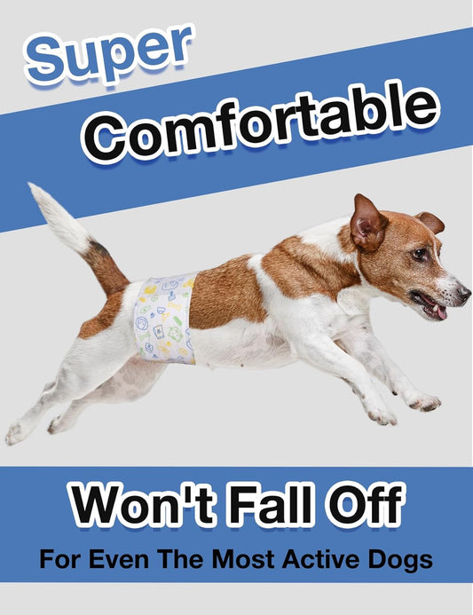 Dono Disposable Male Dog Diapers, Super Absorbent Male Dog Wraps for Small to Large Dogs, 360° Leak-Proof with Wetness Indicator,S,48PCS