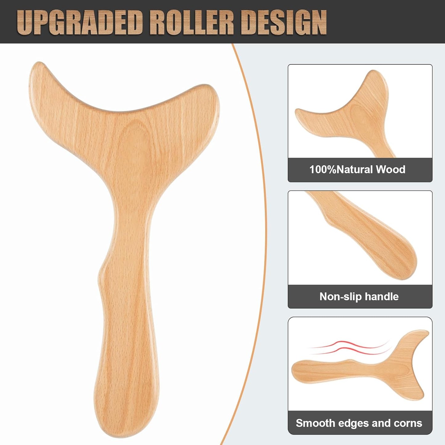 Wood Therapy Massage Tools,Wooden Lymphatic Drainage Massager, Cellulite Remover Body Sculpting Tool for Cellulite Reduction,Muscle Tension Release,Body Contouring-12 * 6 in