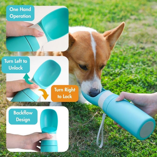 Upgraded Portable Dog Water Bottle – 400ml (13.5oz) with One-Touch Button, Leak-Proof & Stainless Steel – Perfect for Travel, Hiking, and Walks (Mint, M)