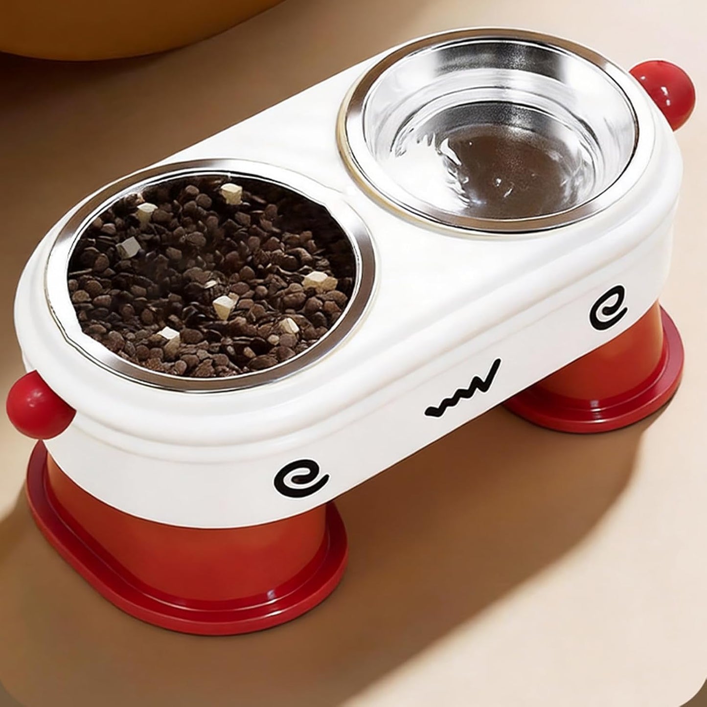 Elevated Dog Bowls, 2 in 1 Anti Slip Feeder, Tilted Pet Dish with Stand, Stainless Steel Feeding Bowl, Pet Feeder with Adjustable Height, Dog Bowl for Puppy Cat Kitten Small Pets Indoor Outdoor