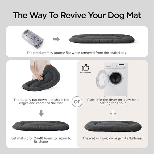 Bedsure Washable Dog Crate Pad for Large Dogs, Anti-Slip Puppy Kennel Dog Bed for Crate - Ultra Soft Fleece Flat Thin Pet Mat (Not Chew Proof), Grey 35"x22"