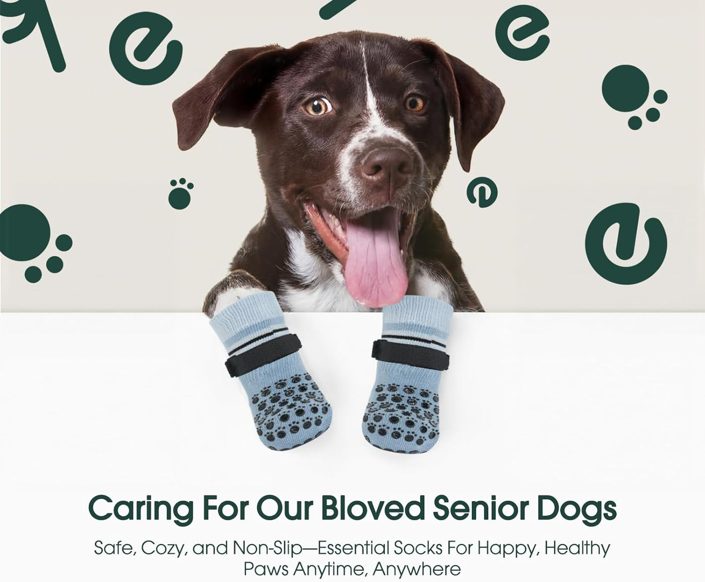 Kuoser Dog Socks, Non-Slip Dog Grip Sock for Hardwood Floors, No Twist Dog Boots & Paw Protectors 4 Pcs Anti-Scratch Hot Pavement Winter Snow Socks for Small Medium Large Senior Dogs, Grey XS