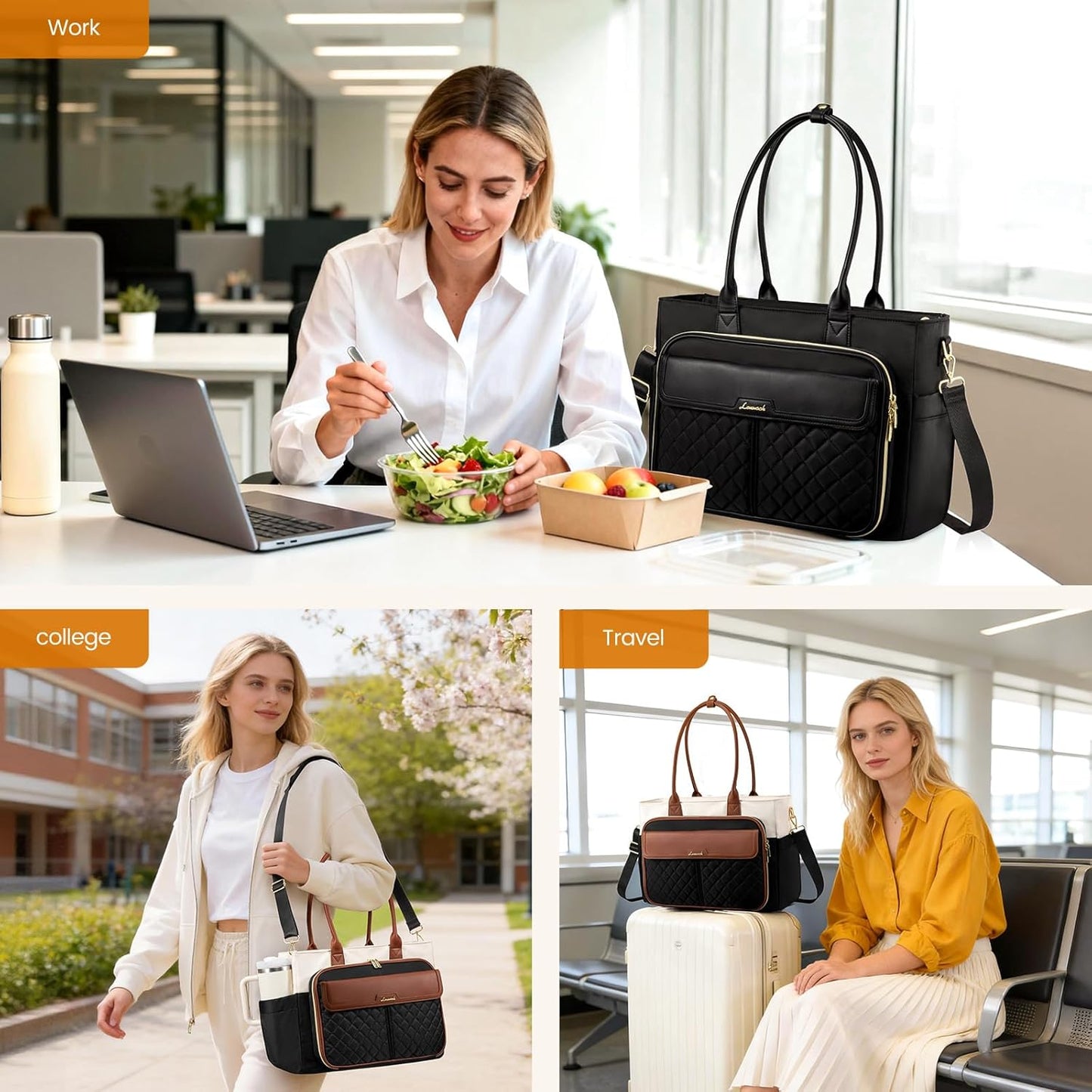 LOVEVOOK Teacher Tote Bag for Women, Laptop Bag Briefcase with Accordion File Pocket, Nurse Handbag for Work, Travel, College