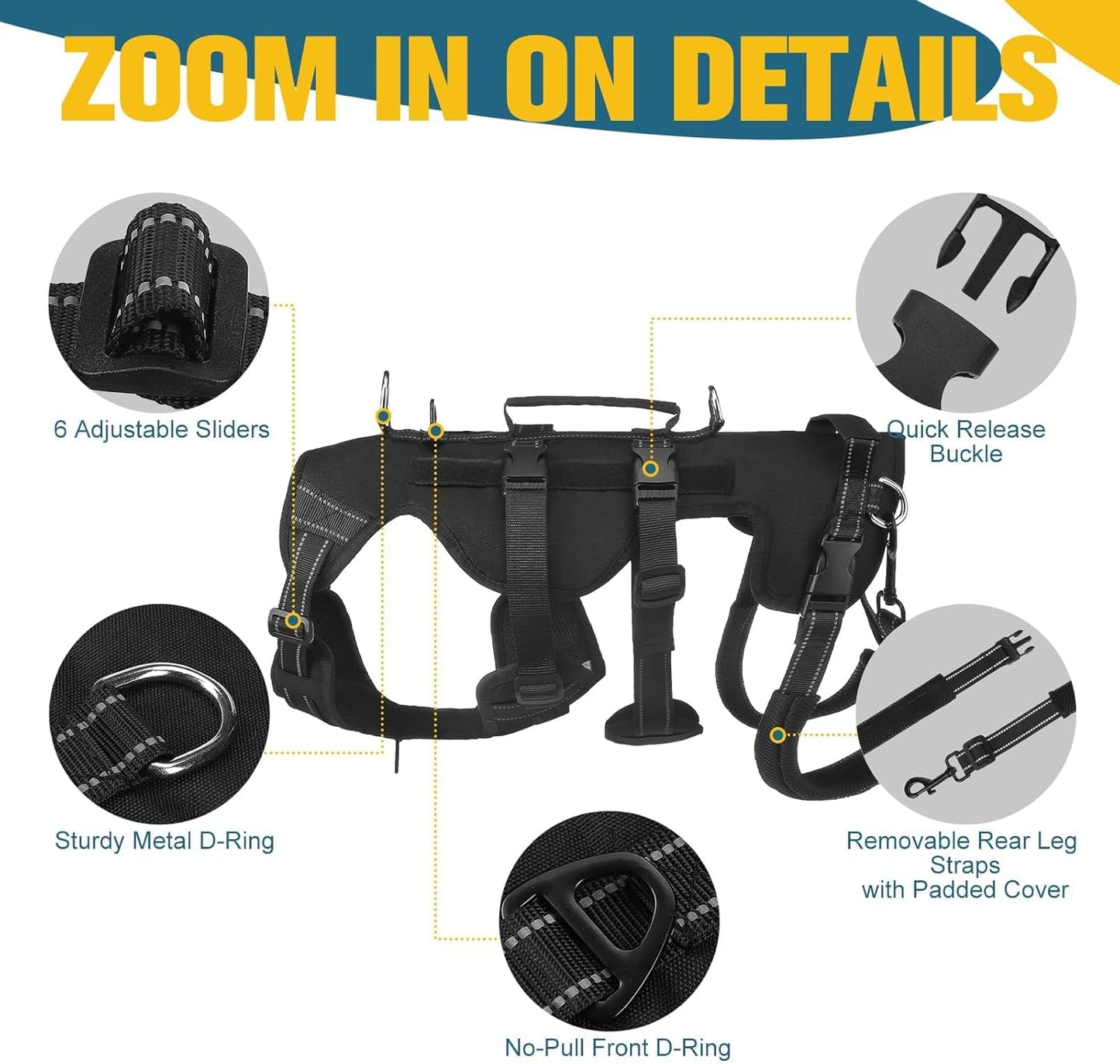 BINGPET Dog Lift Harness for Large Dogs,Full Body Support Rehabilitation Dog Sling Carrier with Handles,Reflective Multifunctional Mobility Assistance Vest for Senior Pets Joint Injuries,Arthritis,L