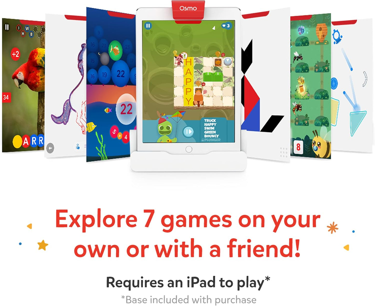 Osmo - Genius Starter Kit for iPad - 7 Educational Learning Games - Ages 6-10 - Math, Spelling, Creativity & More - STEM Toy Gifts for Kids, Boy & Girl - Ages 6 7 8 9 10 Base Included (7 Games, iPad)