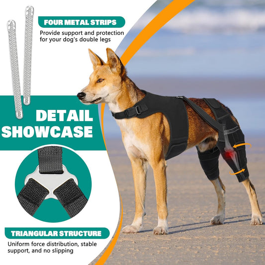 Dog Knee Brace Double Leg Support with Vest - Orthopedic Joint Stabilizer for ACL Tear, Arthritis, Patella Recovery - Adjustable Non-Slip Recovery Brace for Small Middle Large Dogs (Small)