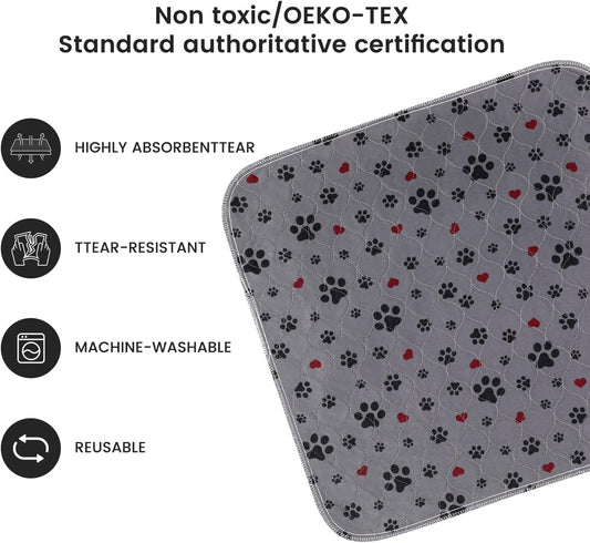 Washable Pee Pads for Dogs,4 Pack Extra Large 24"x24" Super Absorbent Reusable Puppy Pads,Non-Slip 100% Waterproof Dog Pee Pads,Pet Training Pads for Couch, Crate,Potty Training,Floor