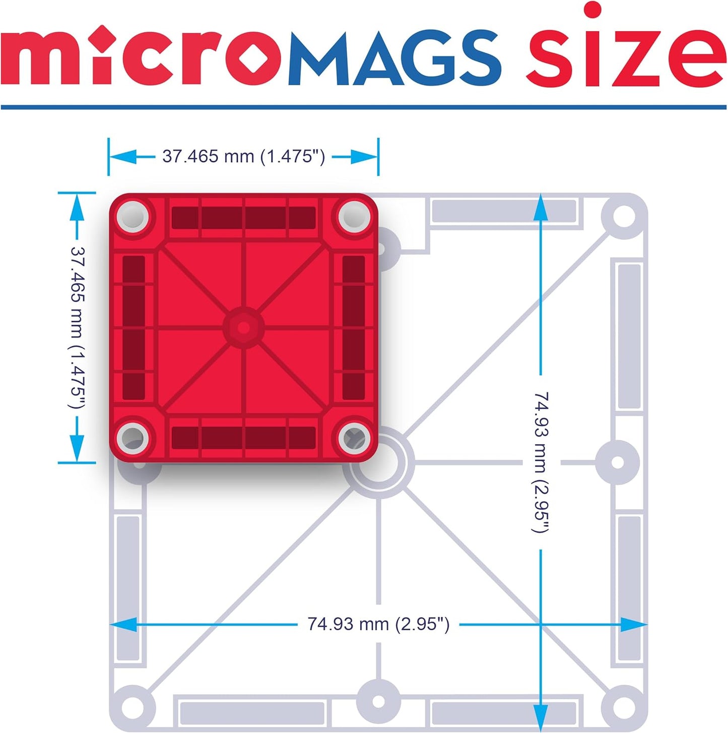 Magna-Tiles microMAGS 26-Piece Travel Magnetic Construction Set – Bold Colors, The Original Magnetic Building Brand