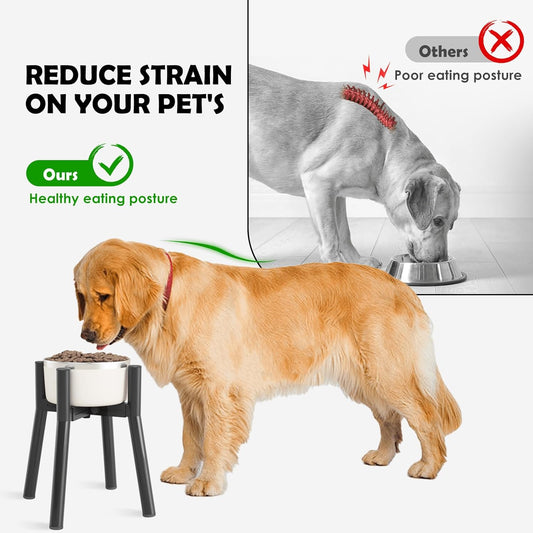 Adjustable Raised Dog Bowl Stand for 7-10.6" Diameter Food & Water Bowls - 11" Tall Elevated Feeder for Improved Comfort & Posture (Bowl Not Included)