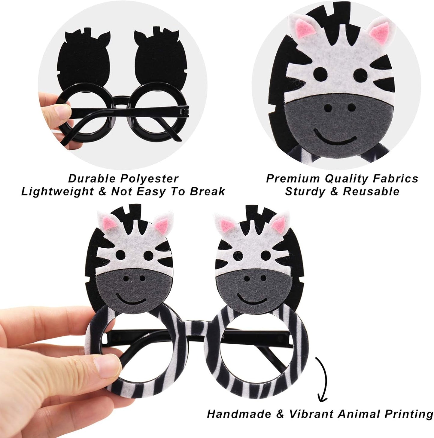 Bessmoso 12 Pack Jungle Animal Glasses Safari Costume Party Favors,12 Kinds of Eyeglasses for Petting Zoo Farmhouse Themed Birthday Party Jungle Safari Dress-Up Cosplay Party Supplies
