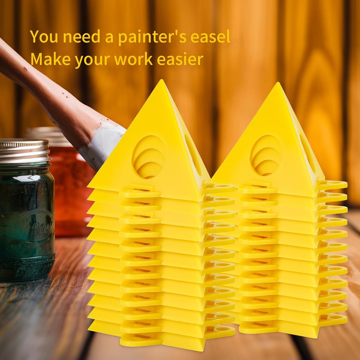 36pcs Painters PyramidStands - Paint Triangle Stands,Paint Stands for Painting,Mini Cone Paint Stands for Cabinet and Door Risers Support (36)