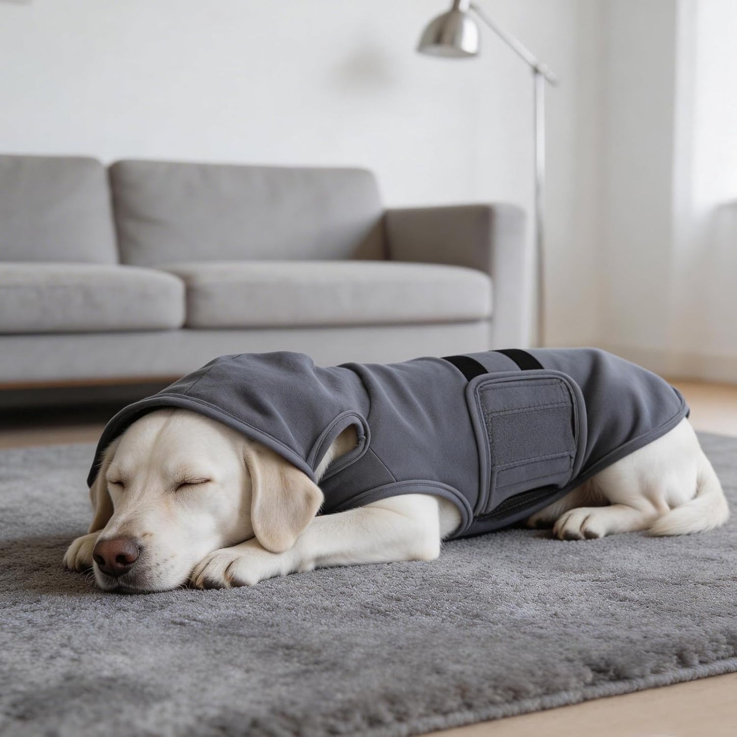 Dog Anxiety Vest Thunder Jacket for Dogs Cats Small Medium Breeds Weighted Vest with Hood pet Outfit Clothes Keep wrap Calming Vest Gray L