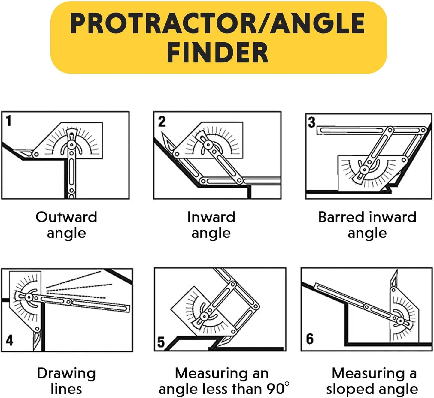 General Tools Protractor and Angle Finder #39, Stainless Steel, Outside, Inside, Sloped Angles, 0° to 180°