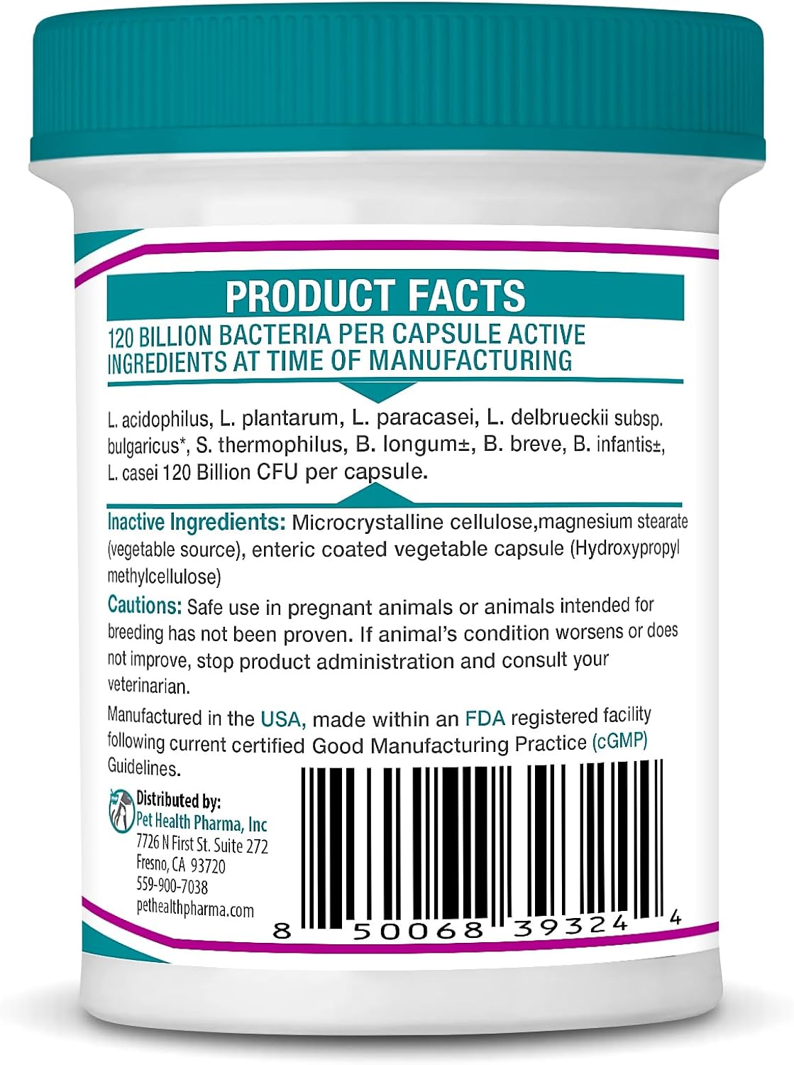 Vetbiome +ยฎ Plus High Strength Probiotics for Pets (40 Capsules) - 120 Billion CFU, 9 - Strain Formula โ Third Party Tested - Made in U.S.A