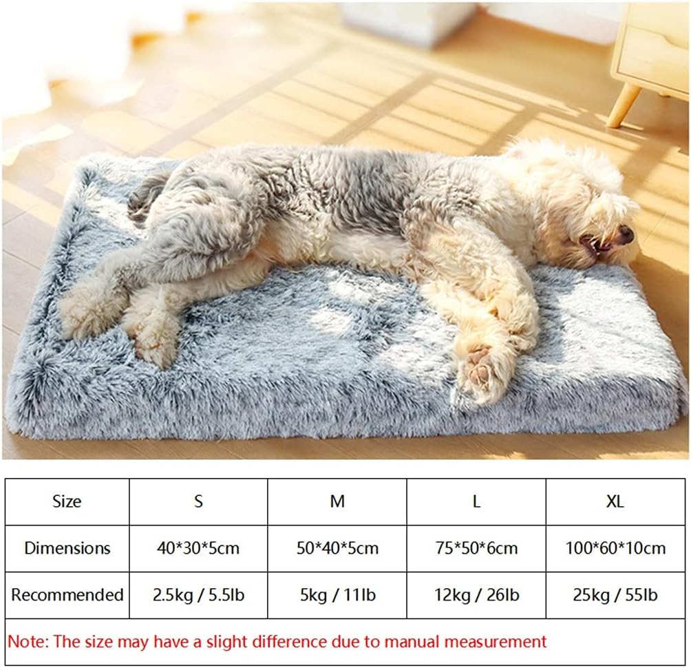 Ultra Plush Foam Dog Bed Rectangular Cat Dog Mats/Removable Cover Pet Mattress Cushion for Small Large Dogs (A XXL)