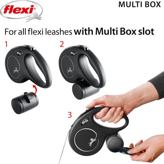 FLEXI Multi Box – Add on Retractable Leashes, Poop Bag Dispenser, Dog Treat Holder for Training, Multipurpose Box, Black