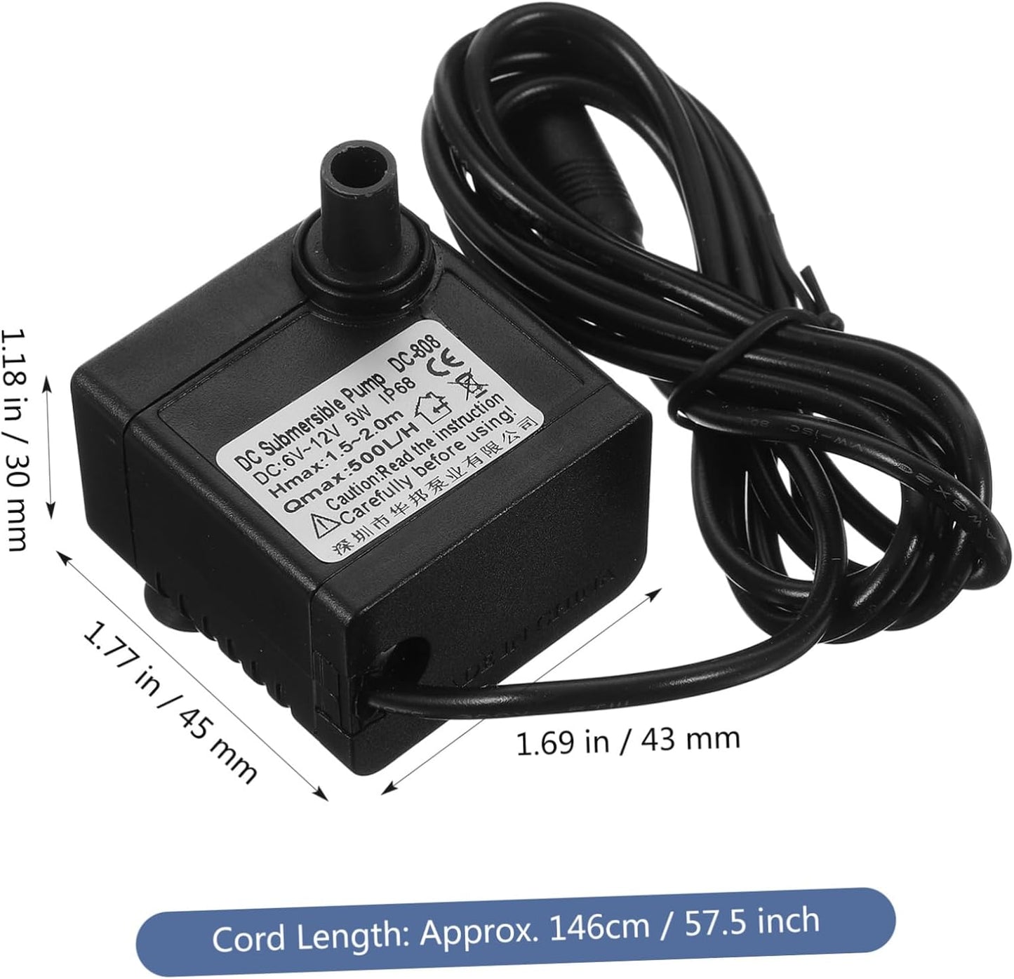 Solar Submersible Water Pump 12V Dc 5W Mini Pump with Adjustable Flow and Suction Cups for Aquarium Fish Tank Pond Fountain Hydroponics 59 Inch Cord Length