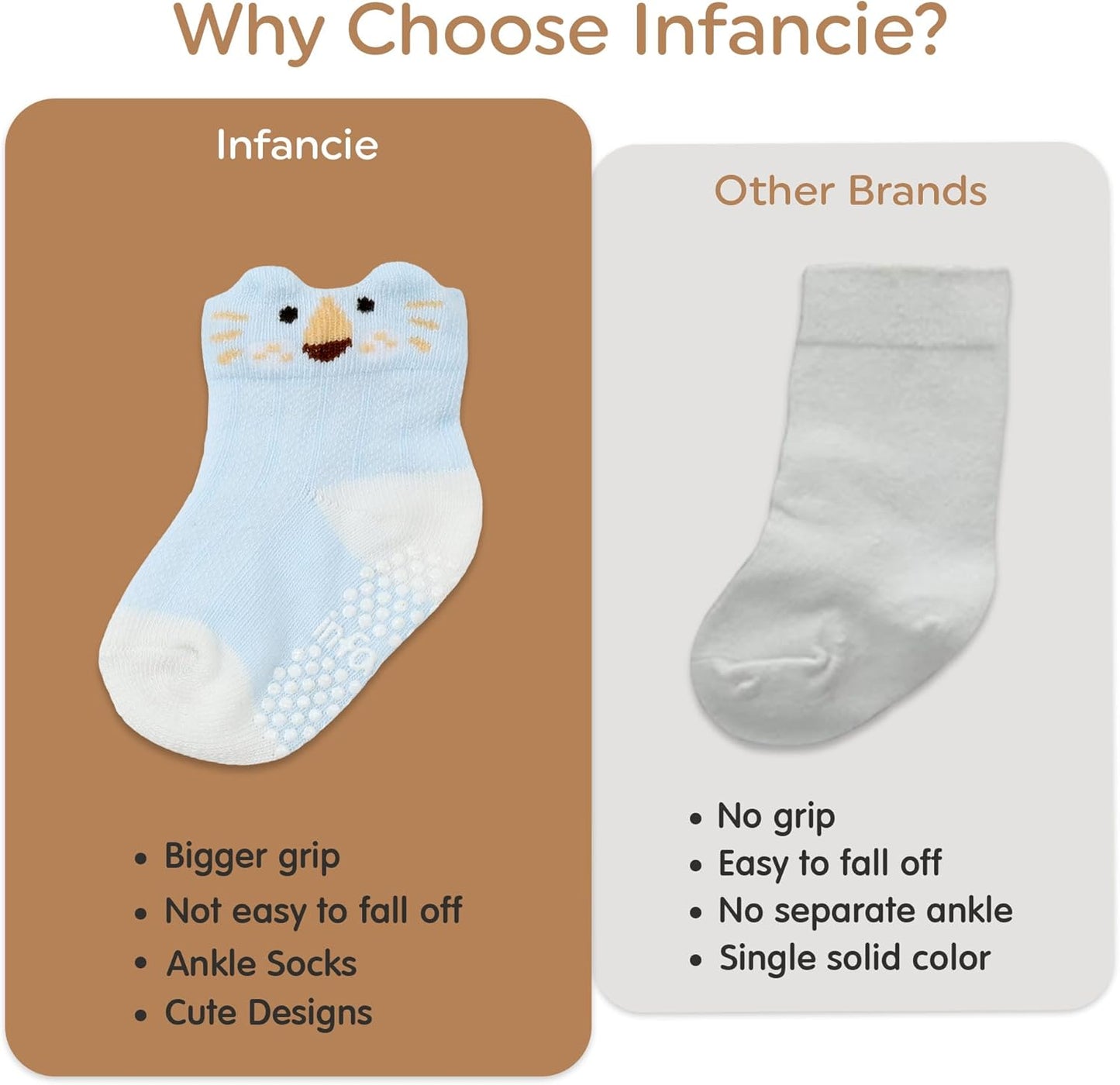 Organic Cotton GOTS Certified Baby Socks 7 Pairs 0-6 Months Soft for Infants Breathable, Newborn Socks Animal Design