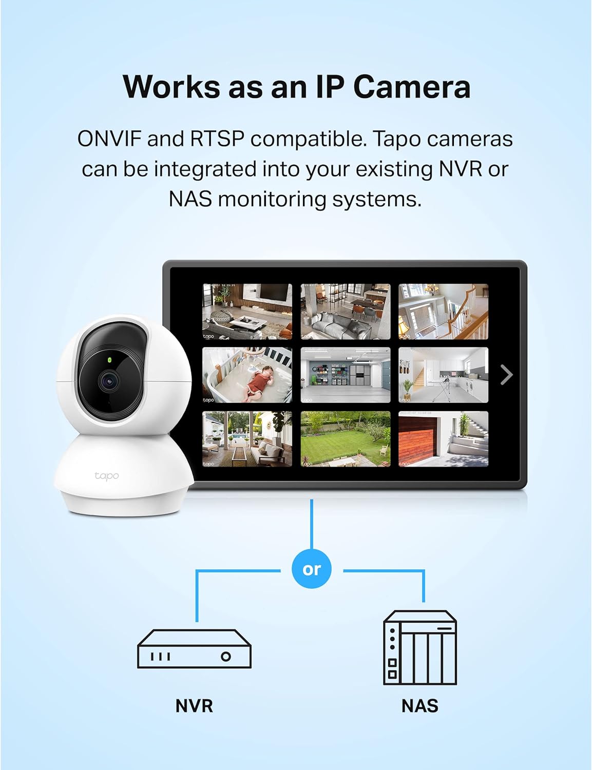 Tapo 2K Indoor Pan/Tilt Wired Security Camera - Works as a Baby Monitor & Pet Camera, Motion Detection, 2-Way Audio, Siren, Night Vision, Subscription-Free Local Storage or Optional Cloud, C210
