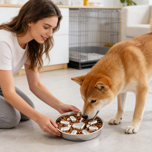 Dog Bowl Slow Feeder - Anti-Choking Puzzle Dish,Dog Food Bowl with Non-Slip Base,for Medium Breed, Fast Eater, Feeding, Eating, Treat, Water