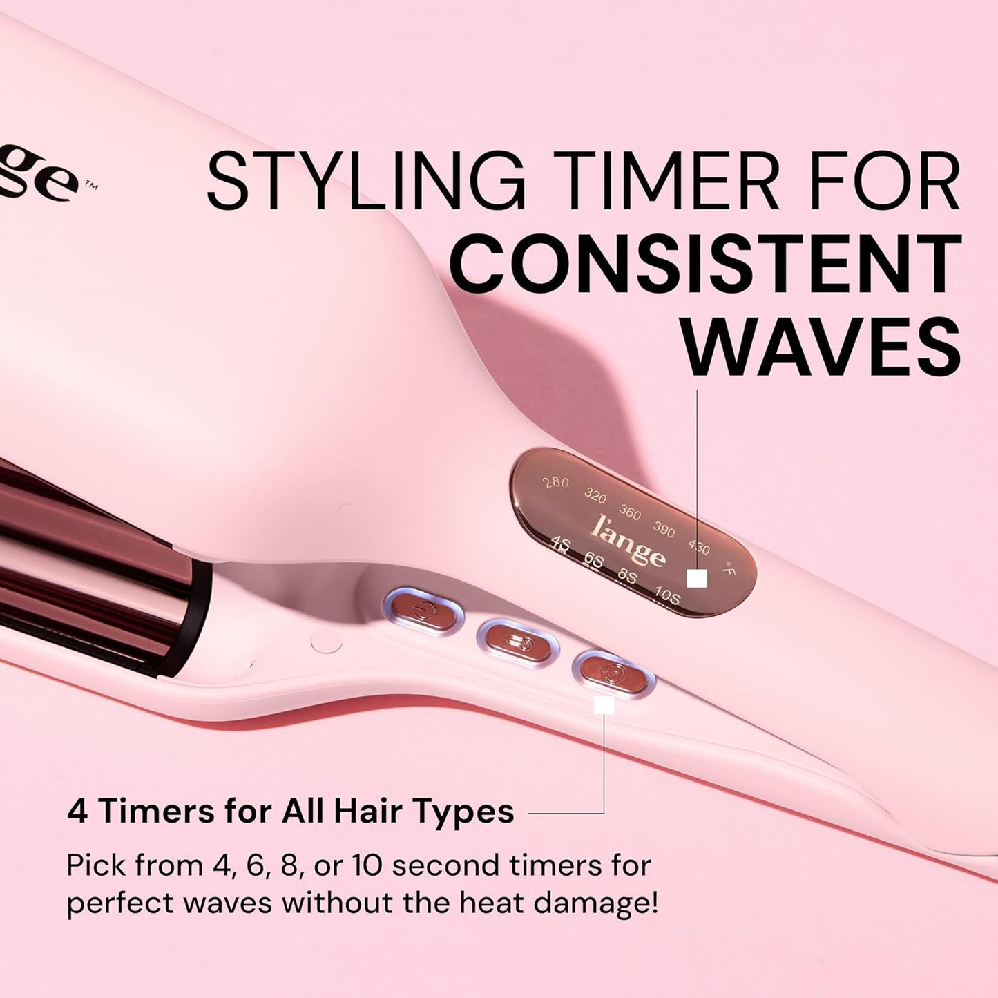 L'ANGE HAIR SculptWaver Titanium Deep Wave | Hair Crimper for Effortless Beach Waves | 3 Barrel Hair Waver with Adjustable Heat | Dual Voltage & Smart Timer | Styling Tools & Appliances, Blush - Small