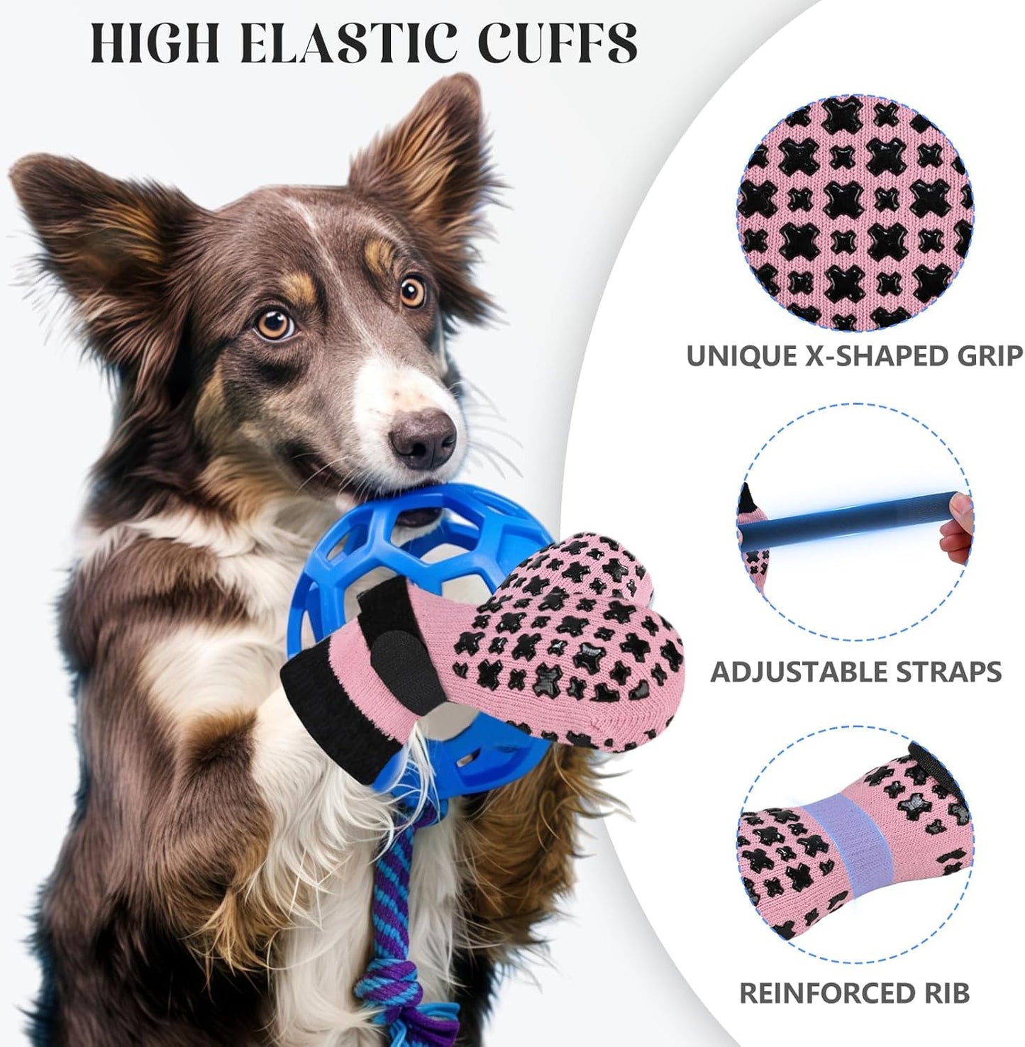 Non-Slip Dog Socks for Hardwood Floors Anti Slip Double-Sided Grippy Socks for Senior Dogs to Prevent Licking Paws, Scratching & Hot Pavement Premium Dog Paw Protector with Grippers Pink L