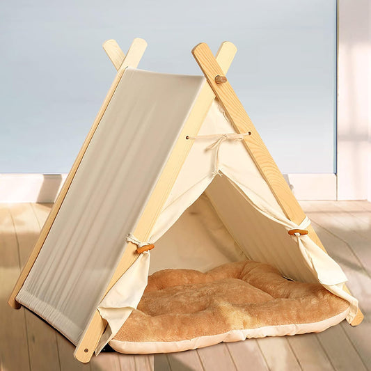 Cat Bed for Indoor Cats Calming Down Pet Bed Plush Dog Bed for Cat Kitten Small Dog Puppy with Covered Ceiling Small Dog Bed & Cat Bed Cozy Puppy Bed and Cat Beds,Brown,60 * 55 * 63cm