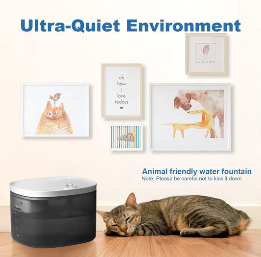 Cat Water Fountain 105oz/3L Pet Water Fountain - Quiet Dog Water Fountain with Water Level - Flowing Water to Provide Fresh Water- No Sputter, Easy Cleaning (Snow White, 3L)