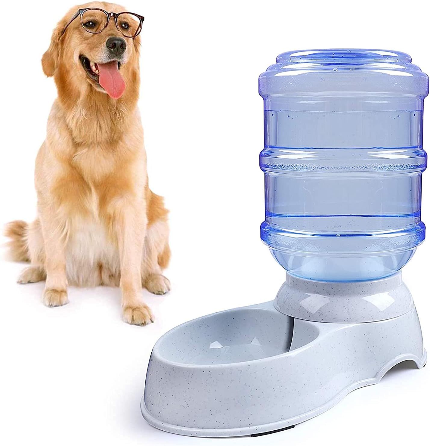 Fountain Pet Water Dispenser Station Replenish Pet Waterer for Dog Cat Animal Automatic Gravity Water Drinking Fountain Bottle Bowl Dish Stand Pet Water Dispenser