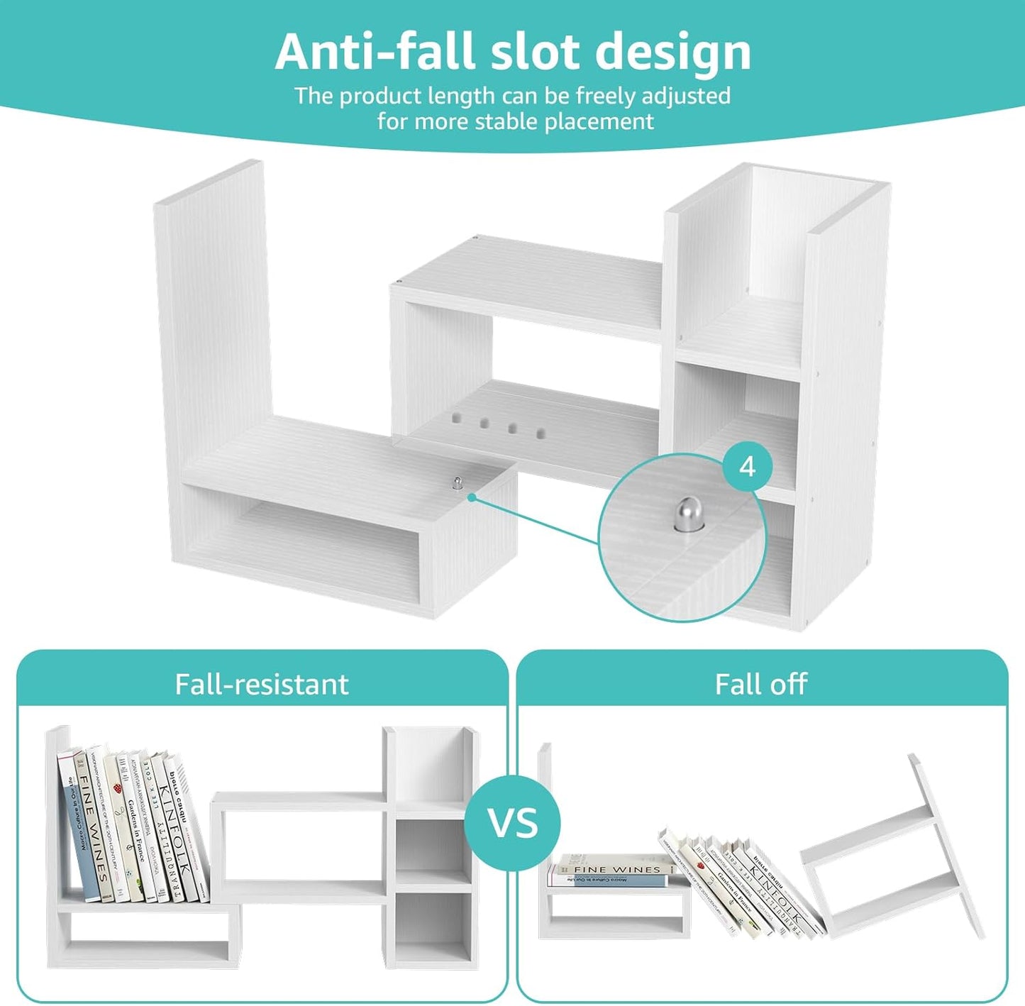 Desk Shelves Desktop Organizer Shlef - White Office Organization for Top of Desk Organizers and Accessories Corner Bookshelf Table Top Shelving Small Hutch Decorations for Women Office