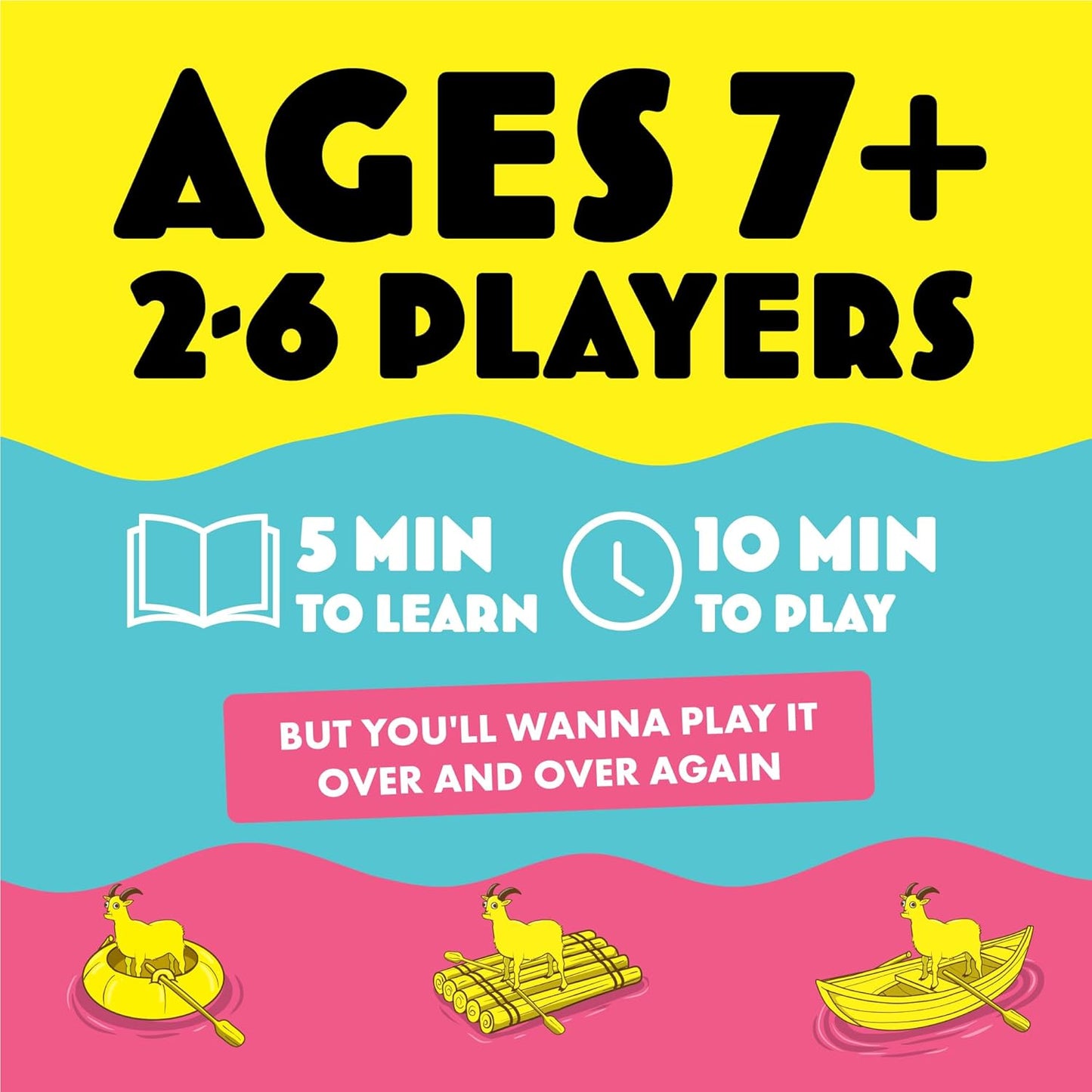 Exploding Kittens Presents: Row Your Goat - A Rapid Fire Tic Tac Toe Game- 2-6 Players - Ages 7+ - Family Game - Party Game for Family Game Night