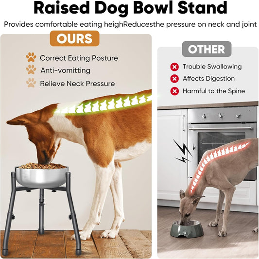 Elevated Dog Bowls, Adjustable Metal Raised Dog Bowl Stand For Medium & Large Dogs, Raised Dog Bowl,Dog Bowl Stand,Dog Food Bowl Stand,Adjustable Wide 6.3"-10.2",3 Height Adjustment(Bowl Not Included) (W 6.3"-10.2", H 8.8'',10.8",12.5", 1 PACK)