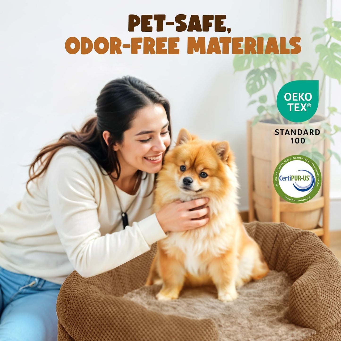 Medium Dog Bed 35 in for Medium& Large Dogs, Orthopedic Washable Memory Foam Dog Bed, Calming Bolster Couch Sofa, Oval Dog Bed with Removable Cover