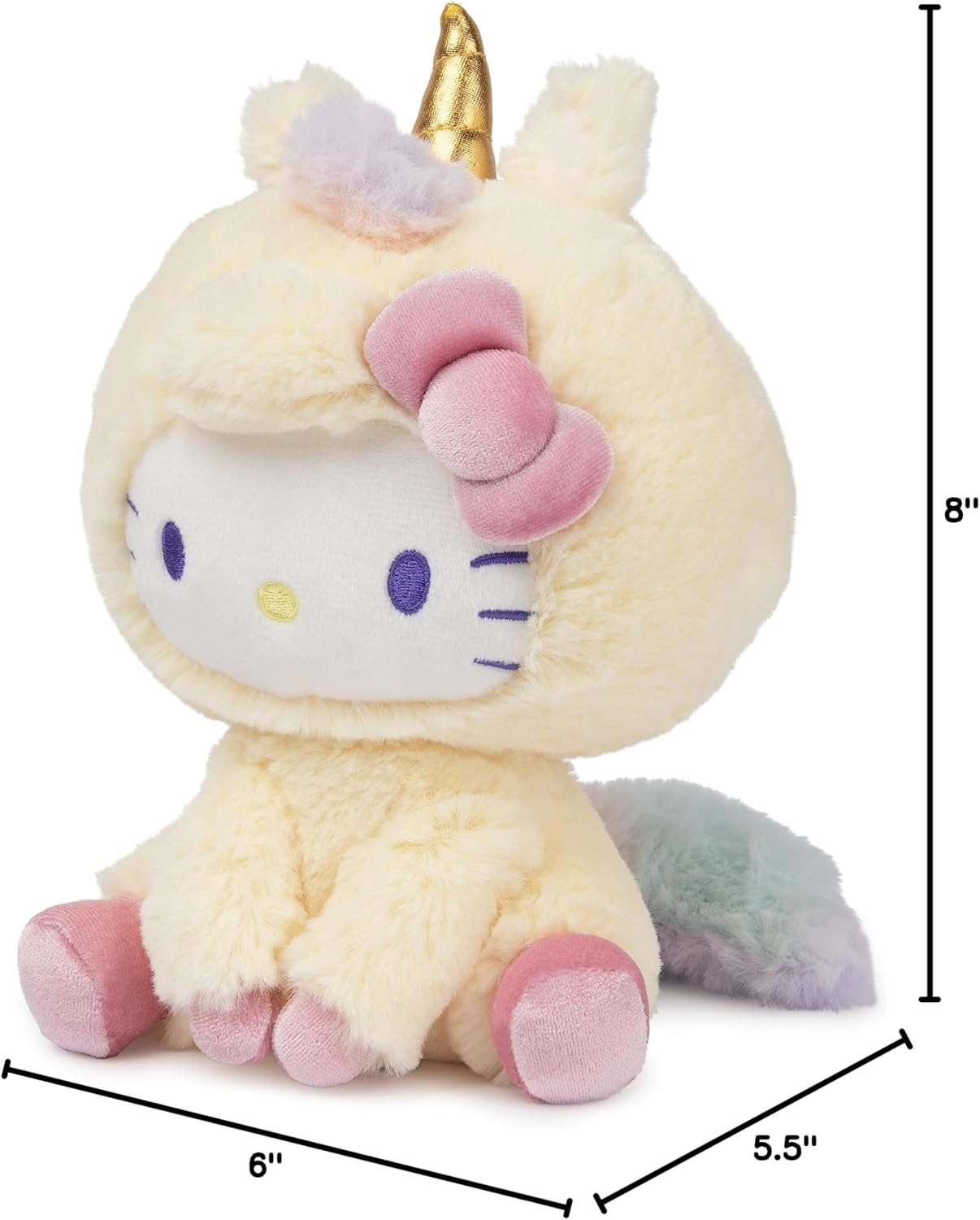 GUND Sanrio Hello Kitty Unicorn Plush Toy, Premium Stuffed Animal for Ages 1 and Up, Yellow, 6”