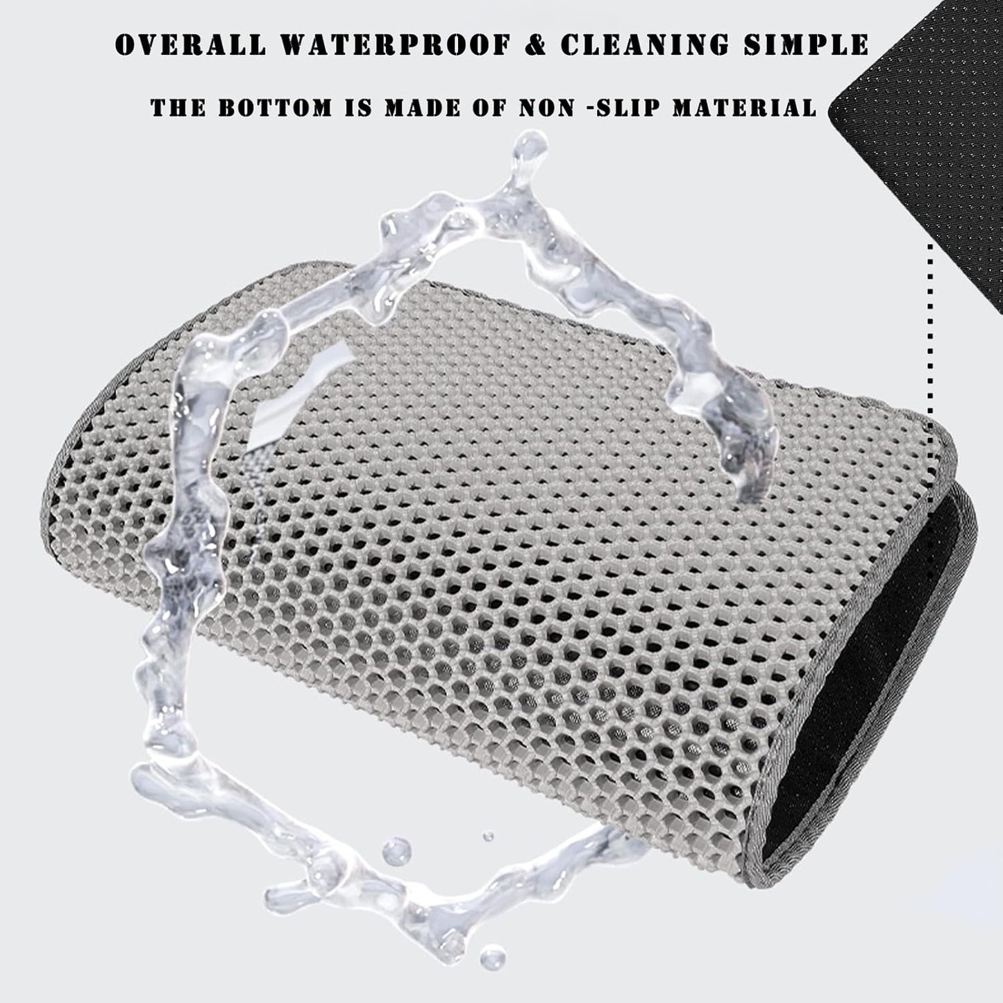 HCY&WLD Cat Litter Mat, 45x26/35x24/30x22/24x18 Inch Double Layer Cat Litter Box Mat, EVA Non-Slip, Waterproof Urine Proof Cat Litter Catcher Mat, Easy Clean Scatter Control (30x22 Inch, Khaki)