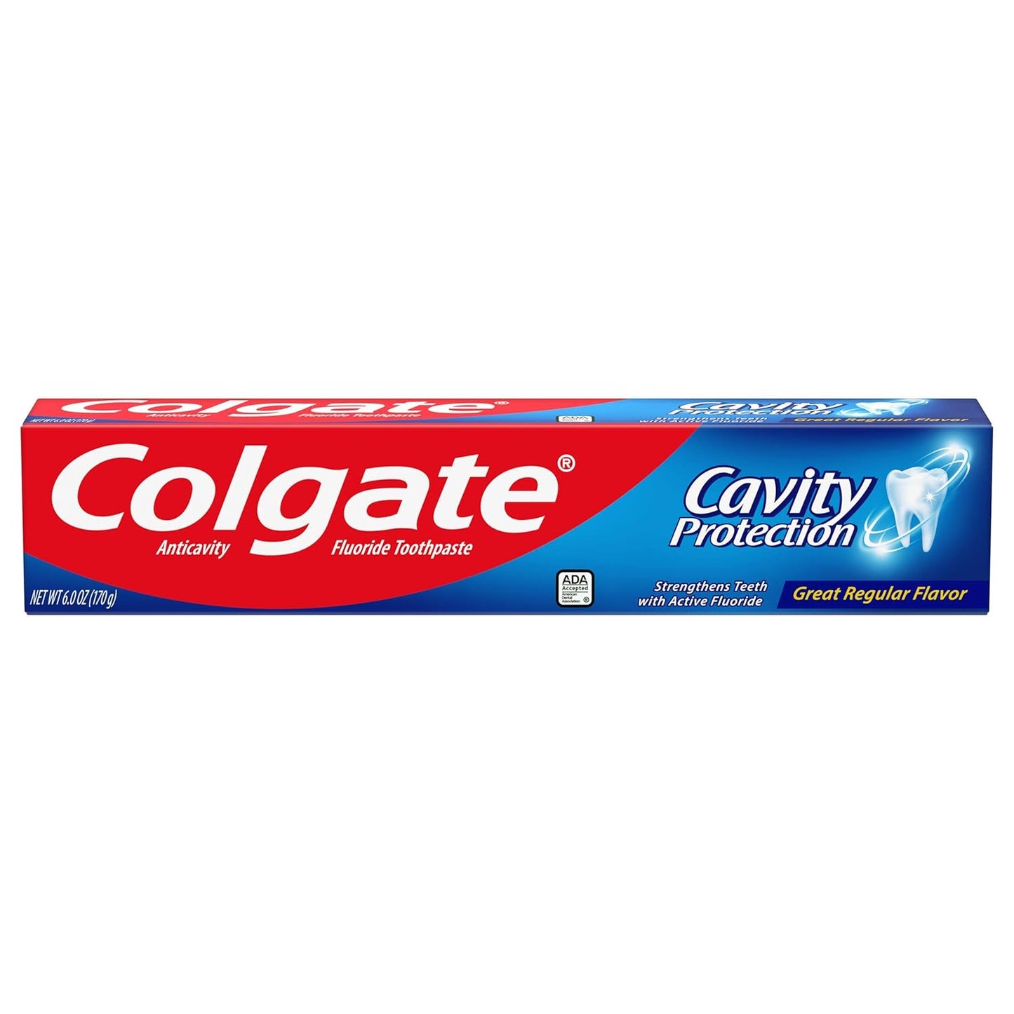 Colgate Cavity Protection Toothpaste with Fluoride, Minty Great Regular Flavor, Anti Cavity Toothpaste, 6 Pack, 6 Oz Tubes