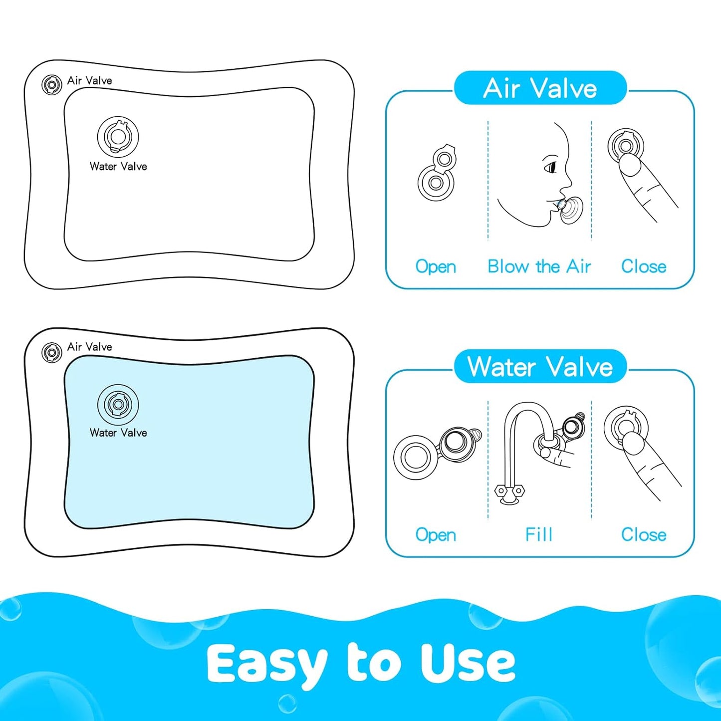 Tummy Time Water Mat丨Inflatable Tummy Time Water Play Mat for Babies, Infants and Toddlers 3 to 24 Months Promote Development Toys Baby Toys essentials and Gifts