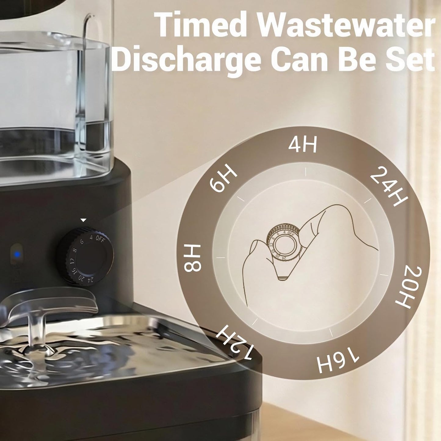 Filterless Cat Water Fountain 3L, Wireless Motion Sensor Cat Water Fountain with 4000mAh Battery, Stainless Steel Cat Bowls, Water Fountain Separate Tanks, Quiet – Black
