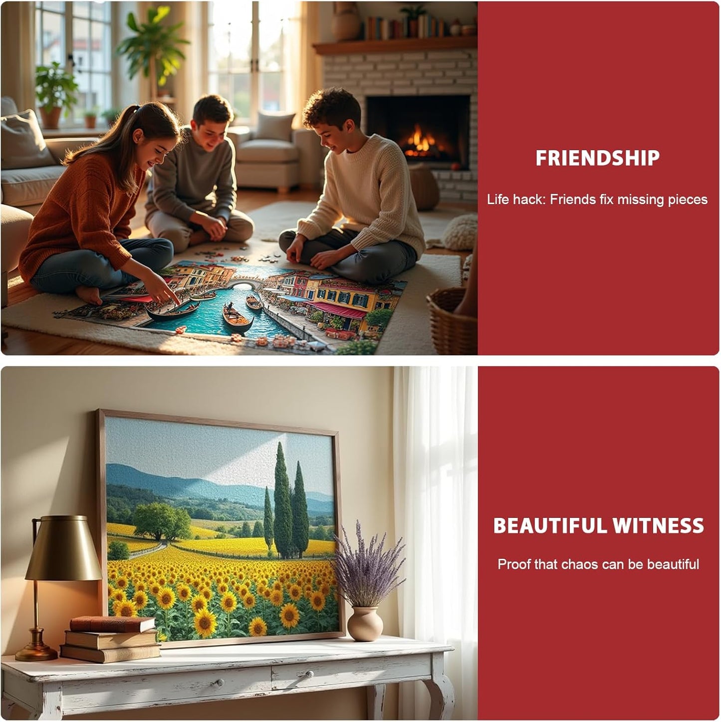 Puzzles for Adults 1000 Pieces, 2 Pack Lake and Night View Jigsaw Puzzles, Nature Theme, Challenging Puzzles for Game Night, Perfect for Nature Lovers