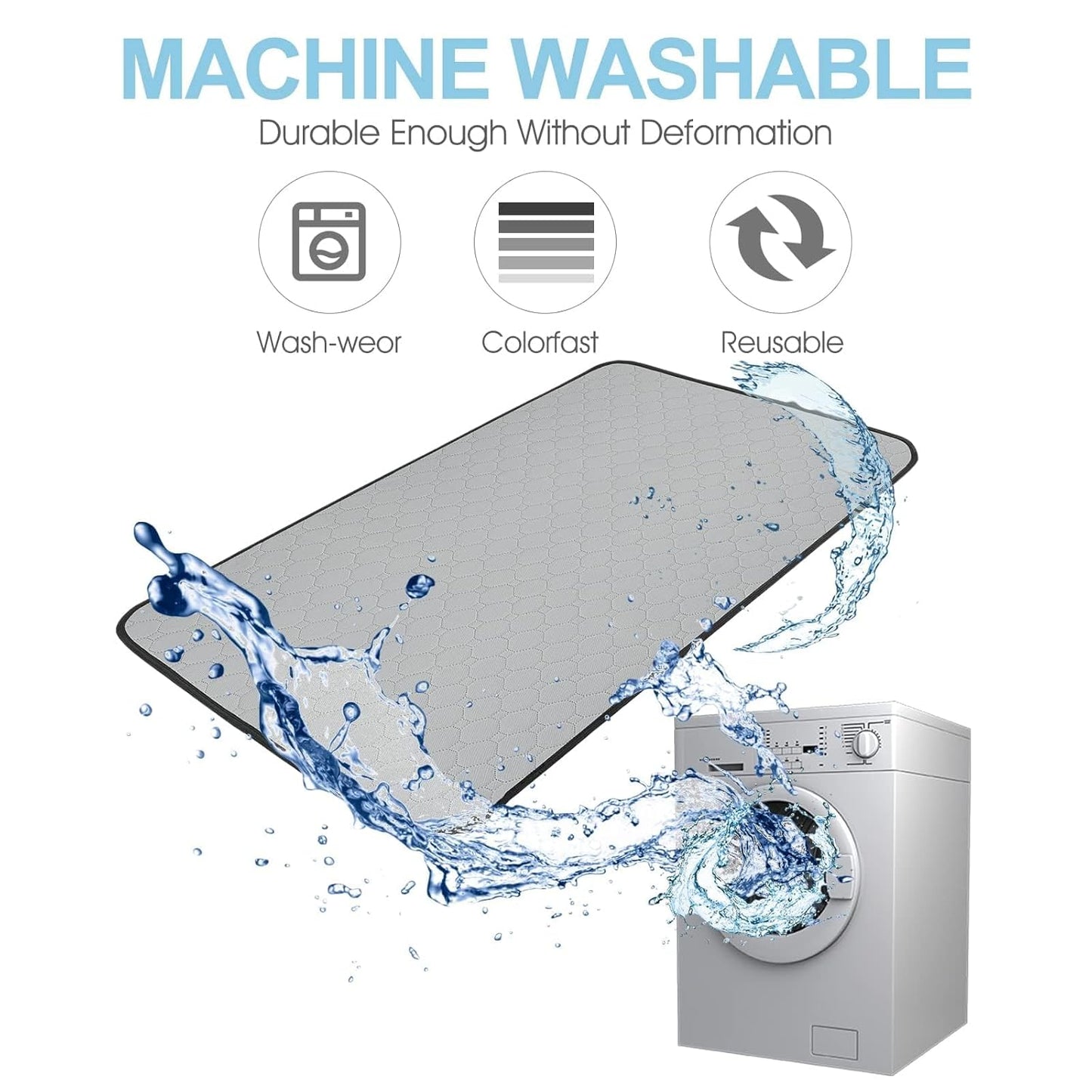 4 Pack 23"x 35" Waterproof Non Slip Wee Wee pad,Reusable Washable Pee Pads for Dogs,Absorbent and Leakproof Training Mats for Potty, Bed, Sofa, Potty Training, Grey