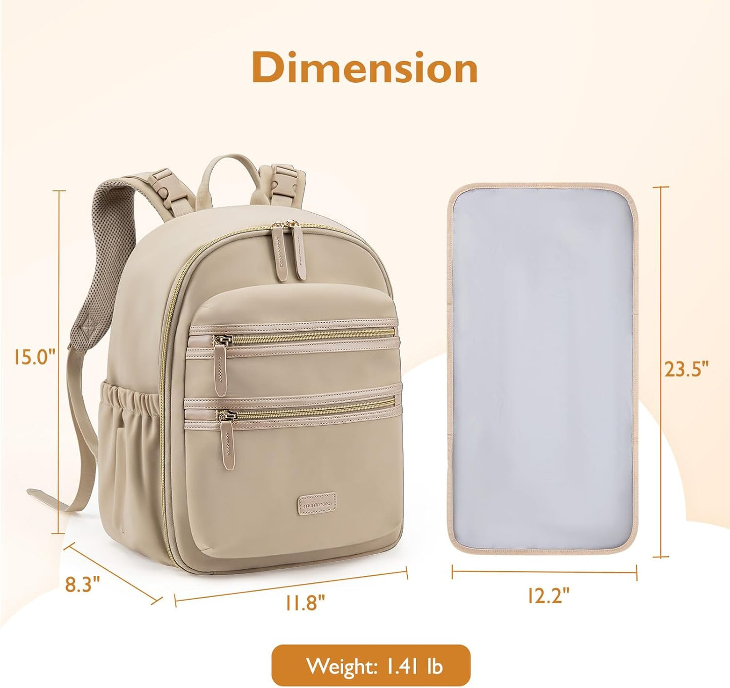 mommore Neoprene Diaper Bag Backpack Small Baby Bag Travel Mini Diaper Backpack for Newborn with Insulated Pockets, Stroller Straps